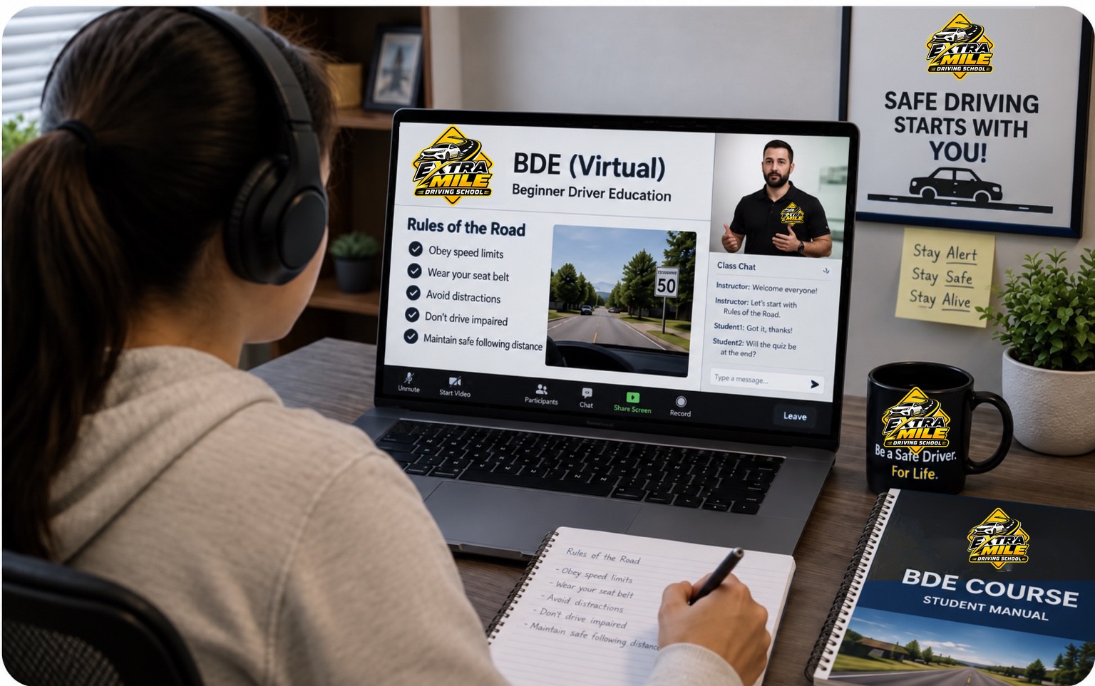 Virtual BDE student in a live class